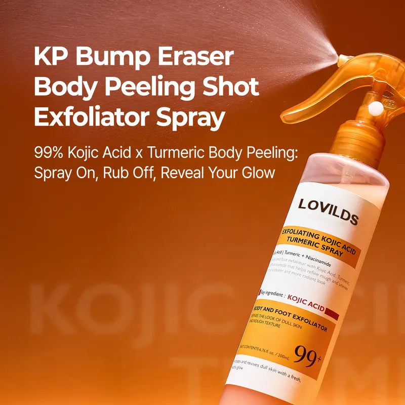 🌟 Smooth & Radiant Skin Fast – 200ml Kojic Acid + Turmeric Peel Spray ✨🧴